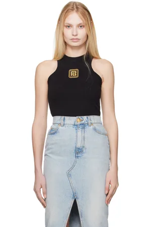 Balmain Débardeur noir à logo PB rétro brodé