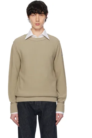 Moncler Pull beige en tricot texturé de coton