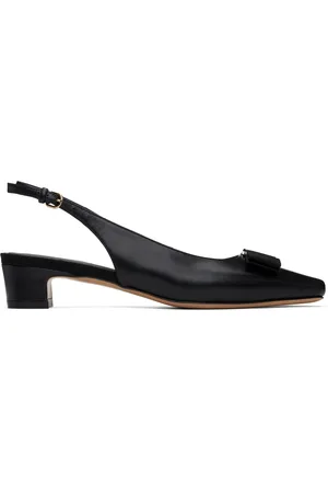 Salvatore Ferragamo Chaussures à petit talon noir à boucle et à bride arrière