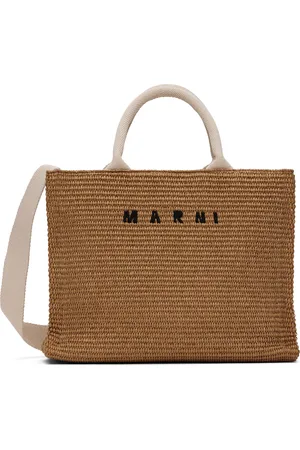 Marni Petit cabas beige en raphia synthétique