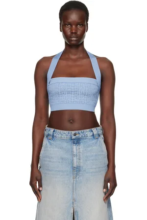 Balmain Haut bleu à motif PB Labyrinthe