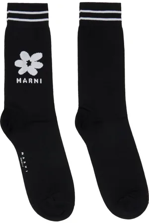 Marni Chaussettes noires à image de fleur en jacquard