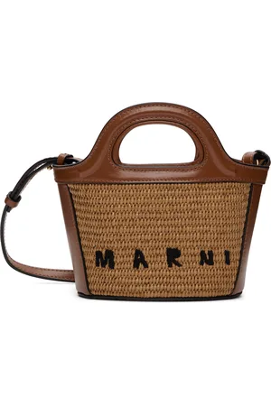Marni Micro cabas Tropicalia beige et brun