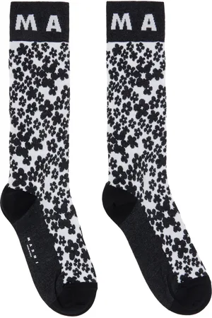 Marni Chaussettes noir et blanc à motif fleuri en jacquard