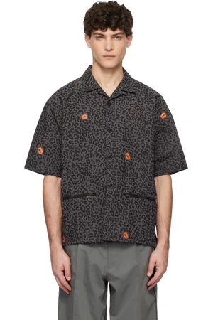 UNDERCOVER Chemise grise à motif léopard