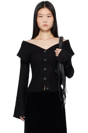 Holzweiler Cardigan noir à épaules dénudées