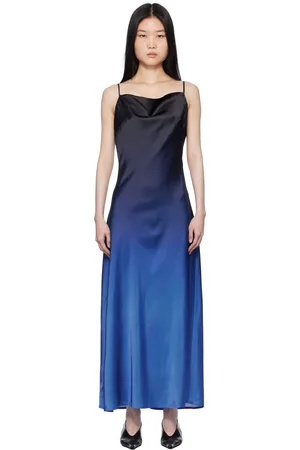 Holzweiler Robe longue Eila bleu marine et bleu à effet dégradé imprimé