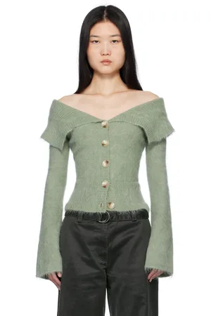 Holzweiler Cardigan vert à épaules dénudées