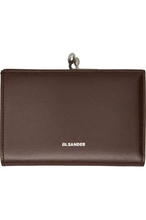 Jil Sander Petit portefeuille brun à fermoir Goji