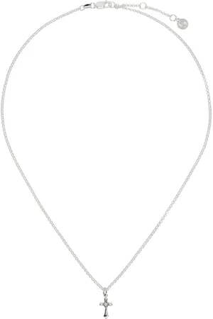 Stolen Girlfriends Club Collier argenté à croix gothique à ornement en forme de cœur exclusif à SSENSE