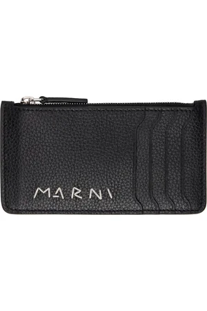Marni Porte-carte noir à logo à effet raccommodé