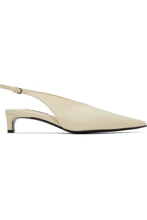 Jil Sander Chaussures à petit talon blanc cassé à bride arrière