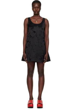 Marni Robe courte évasée noire en satin duchesse