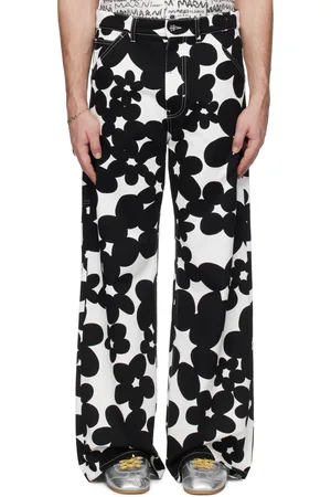 Marni Pantalon cargo noir et blanc à imprimé Dillies