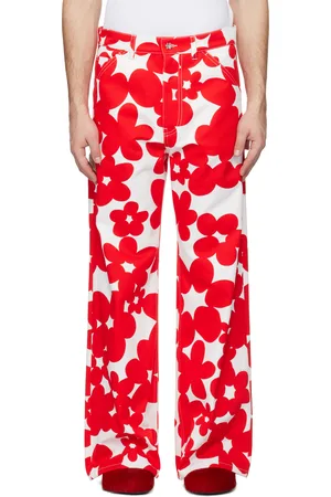 Marni Pantalon cargo rouge et blanc à imprimé Dillies