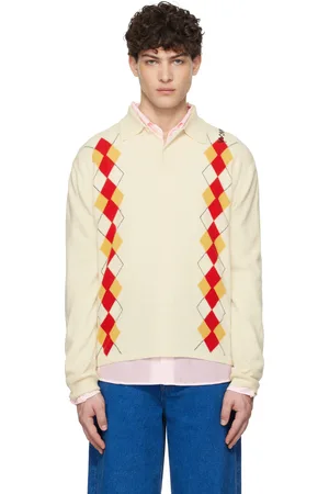 Marni Polo à manches longues blanc cassé à motif argyle en intarsia