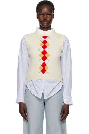 Marni Gilet blanc cassé à motif argyle