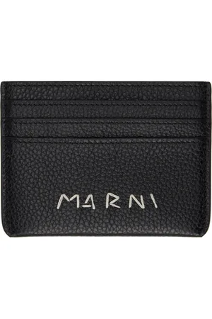 Marni Porte-carte noir à logo à effet raccommodé