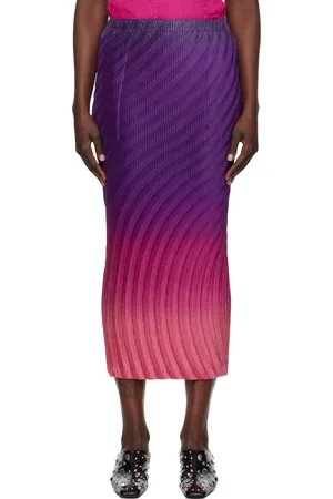 Issey Miyake Jupe midi mauve et rose à motif dégradé