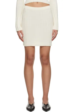 Filippa K Minijupe blanc cassé en tricot côtelé