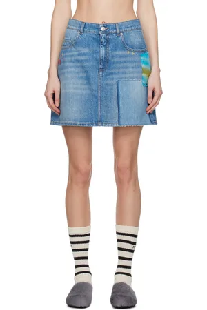 Marni Minijupe bleue en denim à panneaux