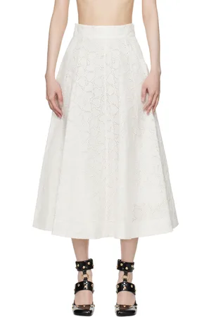 ZIMMERMANN Jupe midi Crush blanche en broderie anglaise