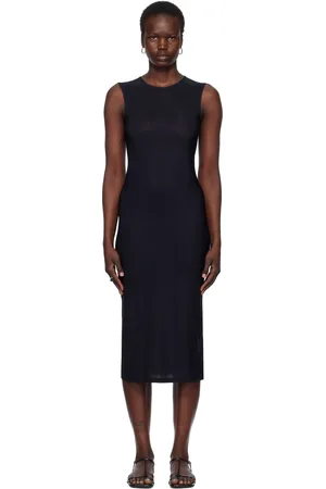 Jil Sander Robe à enfiler noire à col ras du cou