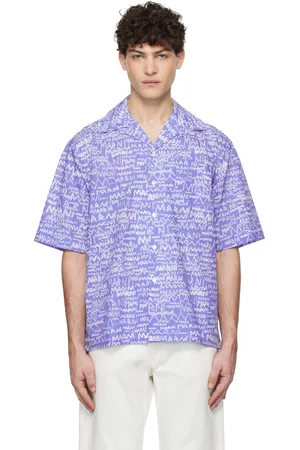 Marni Chemise bleue à logos calligraphiés