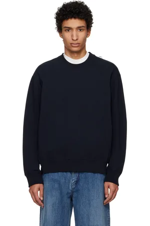 Jil Sander Pull molletonné bleu marine à étiquette à logo à l