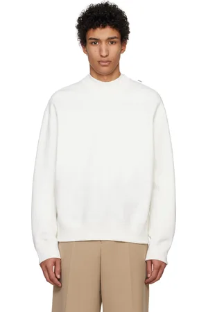 Jil Sander Pull molletonné blanc à étiquette à logo à l