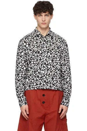 Marni Chemise à manches longues noire à motif Pop Fields
