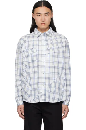 lesugiatelier Chemise bleue à motif à carreaux