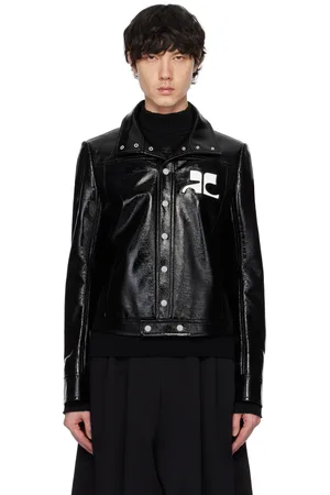 Courrèges Blouson noir en vinyle - Reedition