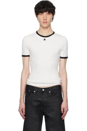 Courrèges T-shirt blanc et noir à bordures contrastées