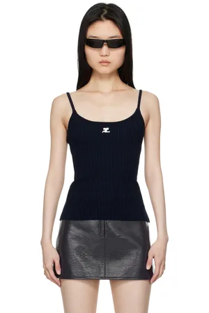 Courrèges Débardeur bleu marine en tricot - Reedition