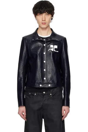 Courrèges Blouson bleu marine en vinyle - Reedition