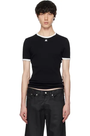 Courrèges T-shirt noir et blanc à bordures contrastées