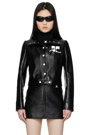 Courrèges Blouson noir en vinyle - Reedition