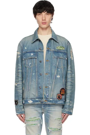 AMIRI Blouson camionneur rétro bleu en denim à image de Pégase
