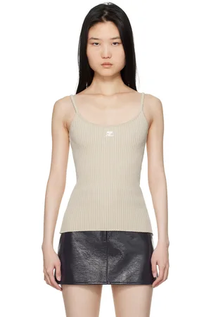 Courrèges Débardeur beige en tricot - Reedition