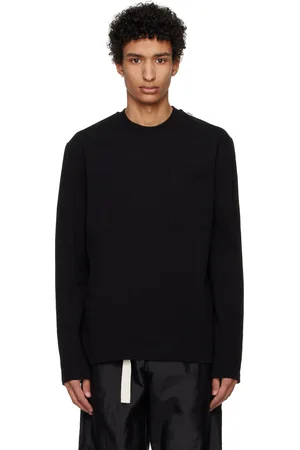 Jil Sander T-shirt à manches longues noir à étiquette à logo