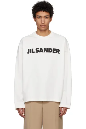 Jil Sander T-shirt à manches longues blanc cassé à logo imprimé