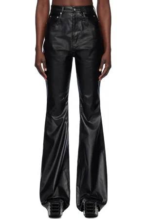 Rick Owens Jean semi-évasé enduit Bolan noir - Hollywood