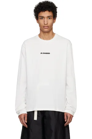 Jil Sander T-shirt à manches longues blanc cassé à logo imprimé