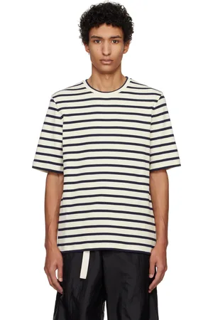 Jil Sander T-shirt noir et blanc à rayures