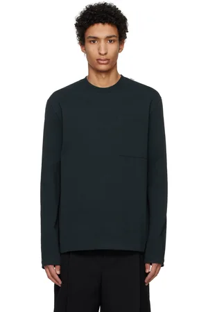 Jil Sander T-shirt à manches longues bleu marine à étiquette à logo