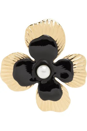 A.P.C. Broche en forme de fleur doré et noir
