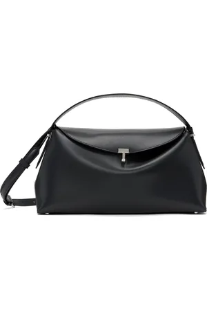 Totême Sac à main gris en cuir à verrou tournant