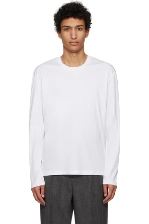 Jil Sander T-shirt à manches longues blanc à étiquette à logo