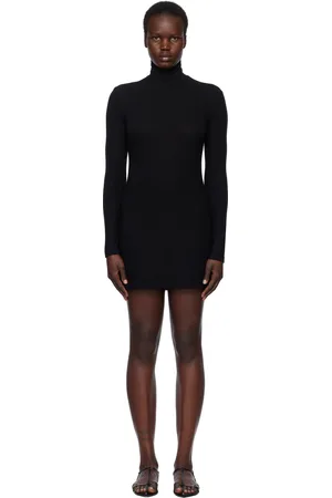 Leset Robe courte Lauren noire à col roulé